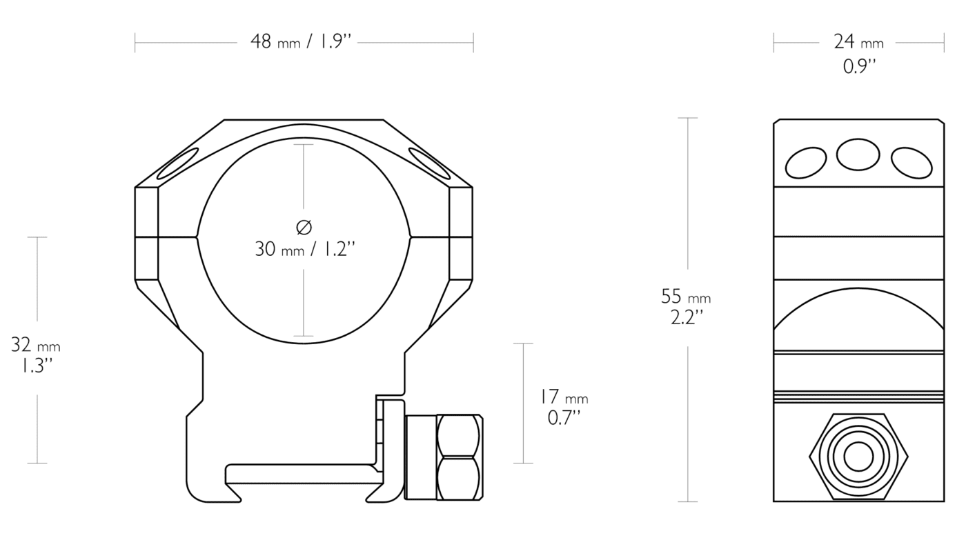 Tactical Ring Mounts 30mm 2 Piece Weaver High